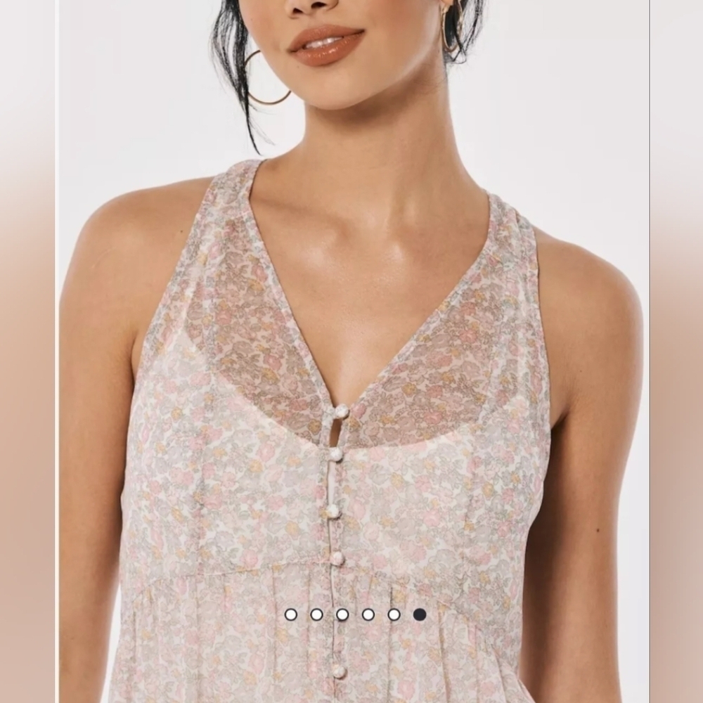 FLASH SALE Social Tourist Y2K Boho Floral Mini Dress. Summer Top XS Lace Trim